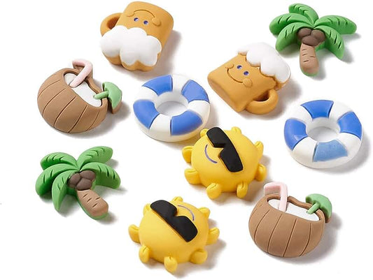 100 Beach Theme Resin Charms for Crafts and Decor