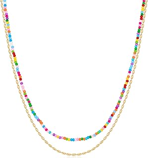 Colorful Beaded Layered Choker Necklace for Women