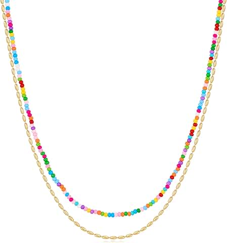 Colorful Beaded Layered Choker Necklace for Women