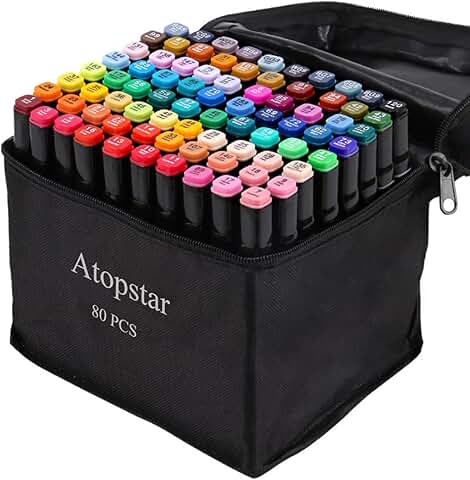 80-Color Alcohol Markers for Drawing and Coloring
