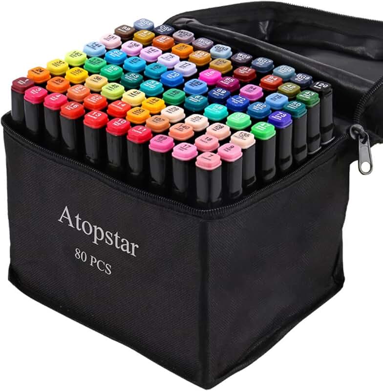 80-Color Alcohol Markers for Drawing and Coloring