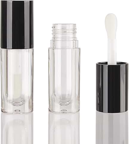 50pcs Black 6ml Lip Gloss Tubes with Large Brush