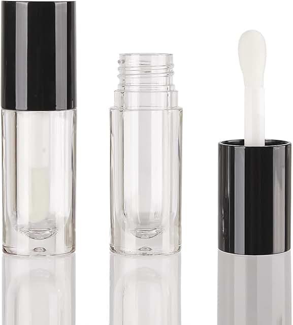 50pcs Black 6ml Lip Gloss Tubes with Large Brush