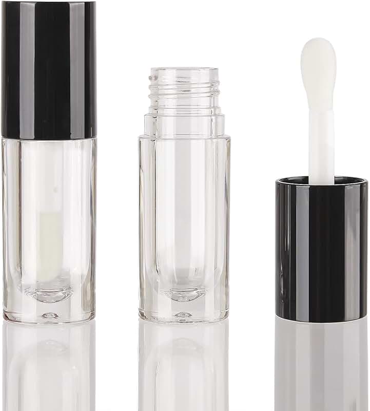 50pcs Black 6ml Lip Gloss Tubes with Large Brush