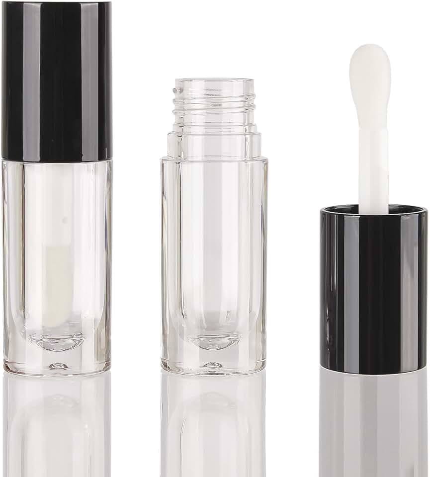 50pcs Black 6ml Lip Gloss Tubes with Large Brush