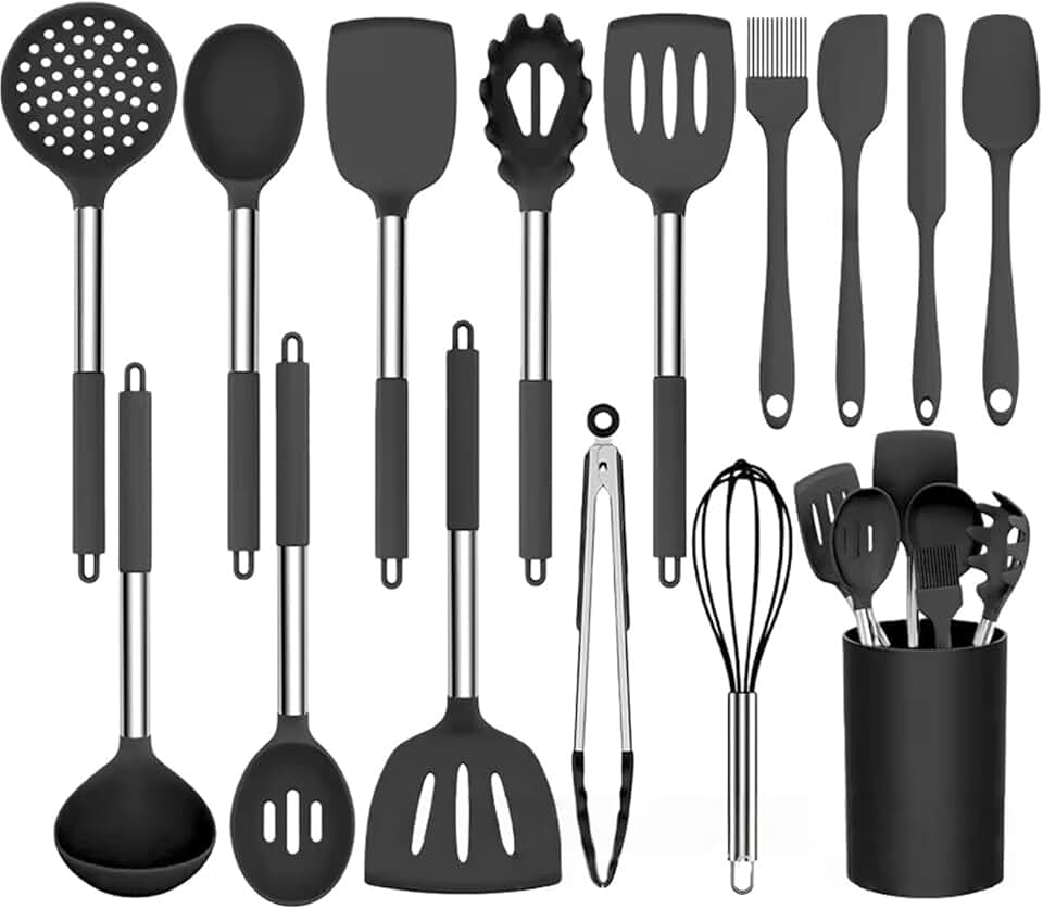 15-Piece Stainless Steel and Silicone Kitchen Utensil Set