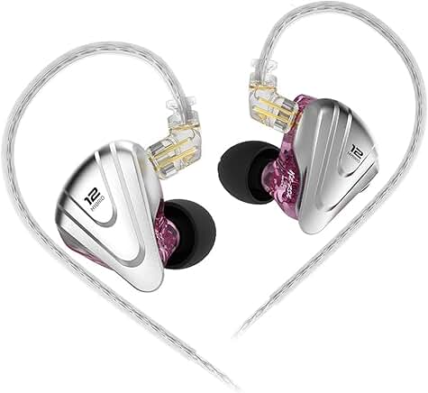 Purple in-ear monitor with hybrid drivers and zinc alloy faceplate