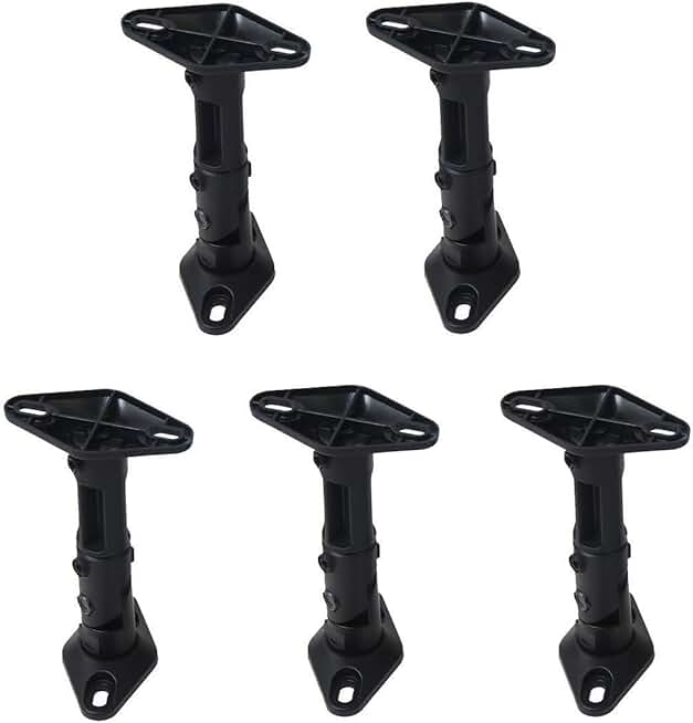 Five Black Wall and Ceiling Mount Brackets for Speakers