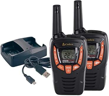 Rechargeable Lightweight Walkie Talkies, 22 Channels, 25-Mile Range (2-Pack)