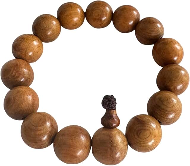 Handmade Sandalwood Prayer Beads Bracelet, 14mm