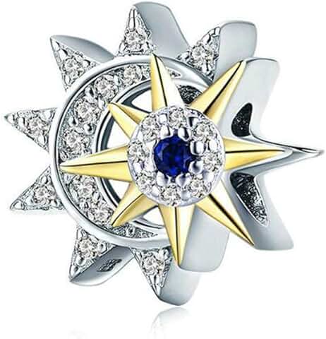 Moon and star bead charm for bracelet and necklace