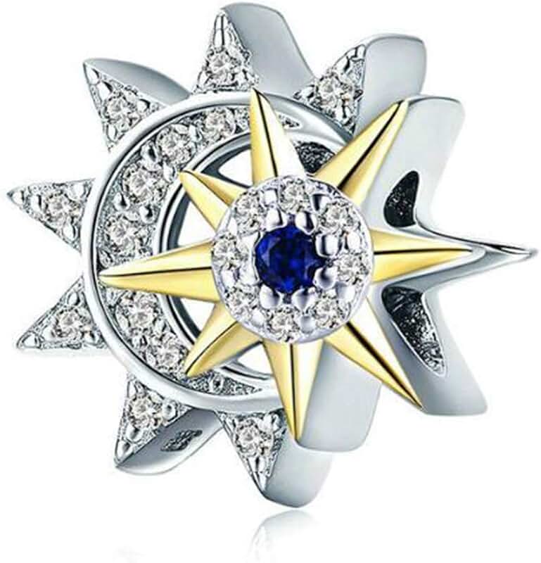 Moon and star bead charm for bracelet and necklace