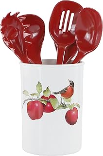 6-Piece Kitchen Utensil Holder with Heat-Resistant Spoons
