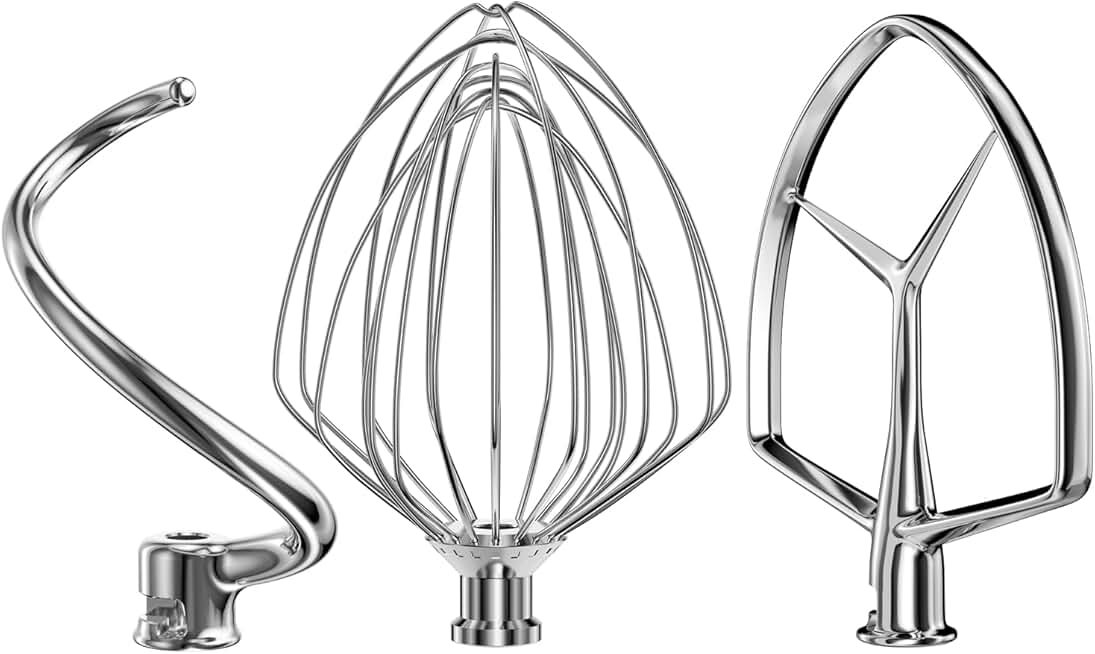 3-Piece Stainless Steel Mixer Attachments for 7 Qt Tilt Head Mixer