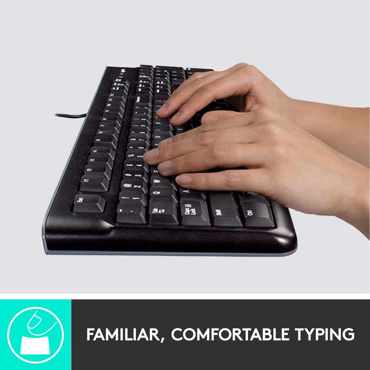 MK120 Wired Keyboard and Mouse Combo for Windows, Optical Wired Mouse, Full-Size Keyboard, USB Plug-and-Play, Compatible with PC, Laptop - Black