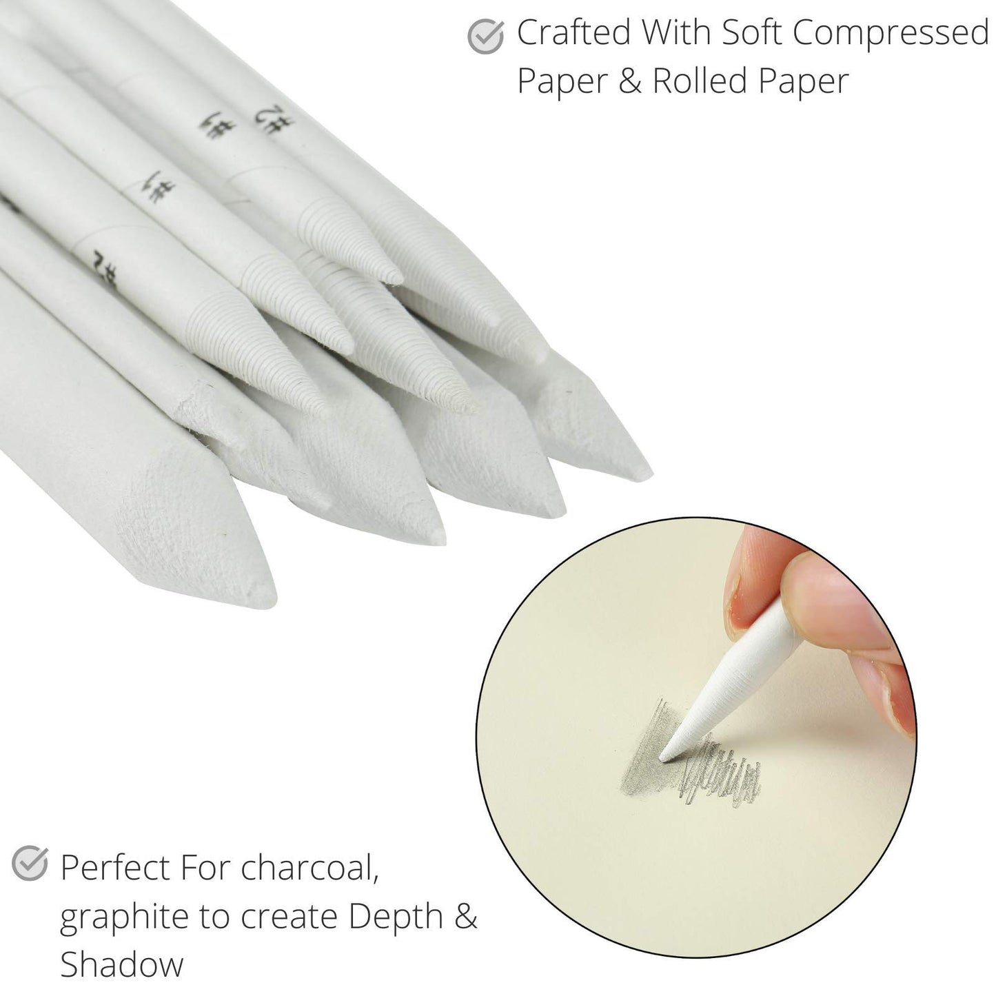 14 Pack Blending Stump Set with Art Eraser and Sharpener