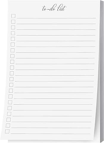 Half Letter To Do List Notepad with Checklist and Planning Pages