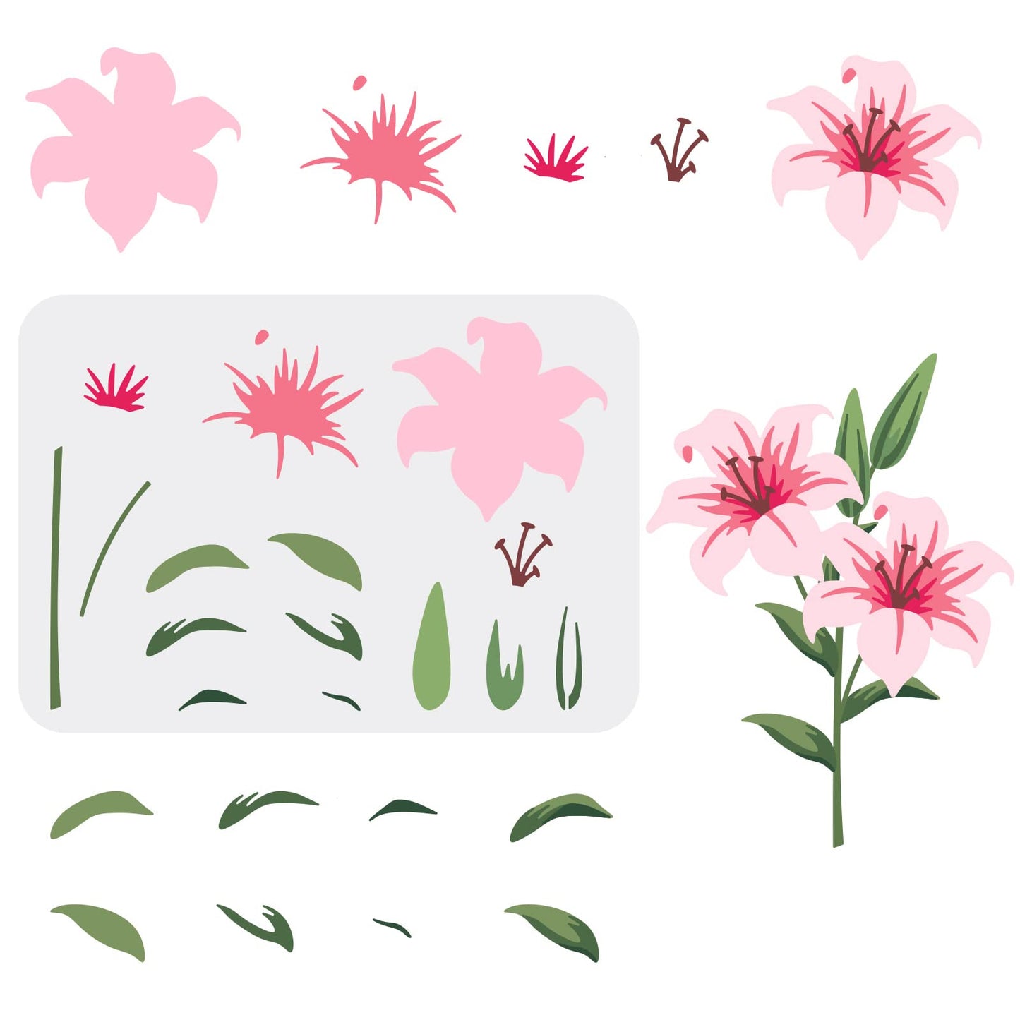 Reusable Floral Layered Drawing Template 11.78x3 inches