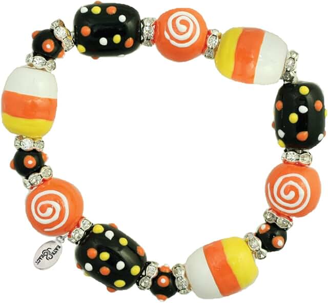 Halloween women's painted glass and acrylic bead stretch bracelet