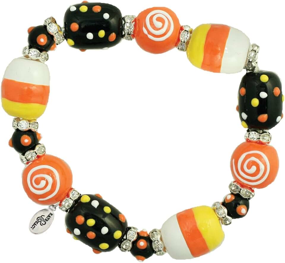 Halloween women's painted glass and acrylic bead stretch bracelet