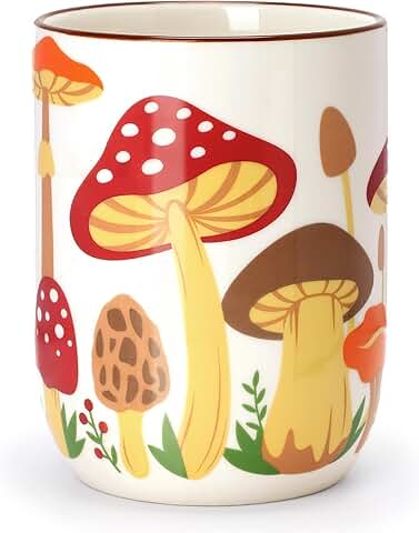 Rustic Mushroom Ceramic Utensil Holder for Kitchen Storage