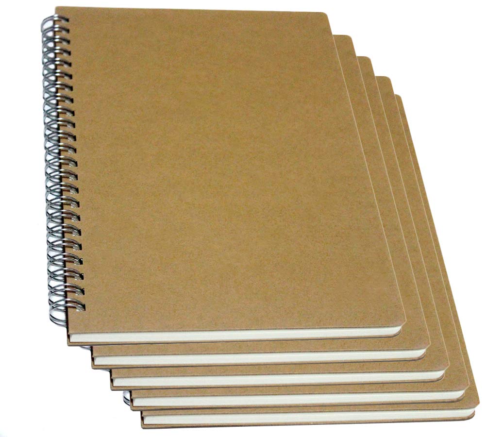 Set of 5 A5 Hardcover Spiral Notebooks with 140 Pages