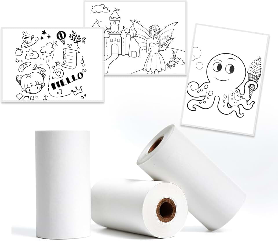 Thermal Sticker Paper, 3 Rolls, 57mm x 30mm