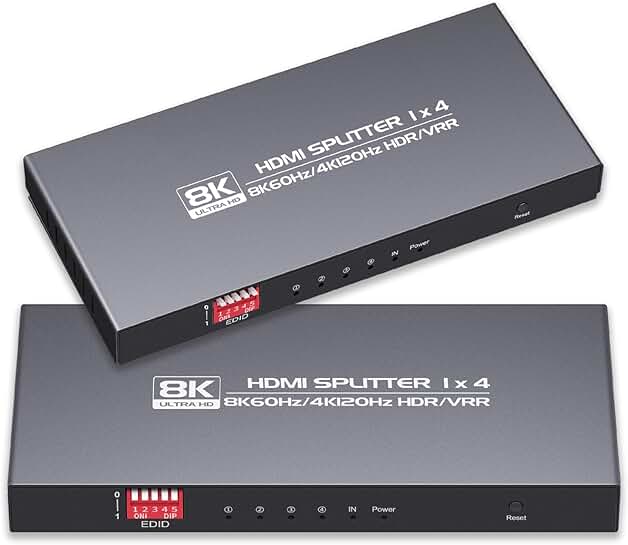 8K HDMI Splitter 1x4 with 8K@60Hz and 4K@120Hz