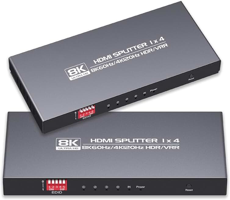 8K HDMI Splitter 1x4 with 8K@60Hz and 4K@120Hz
