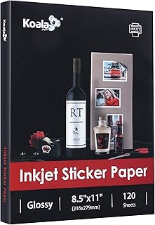 Glossy Printable Sticker Paper for Inkjet Printers, 8.5x11, 120 Sheets