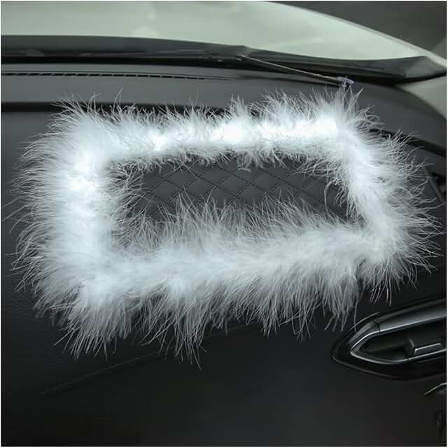 White fluffy anti-slip pad for car dashboard and interior