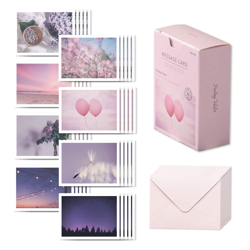 Violet Feeling Message Cards with Envelopes, 40 Pack