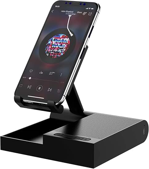 Cell Phone Stand with Bluetooth Speaker and Wireless Charger