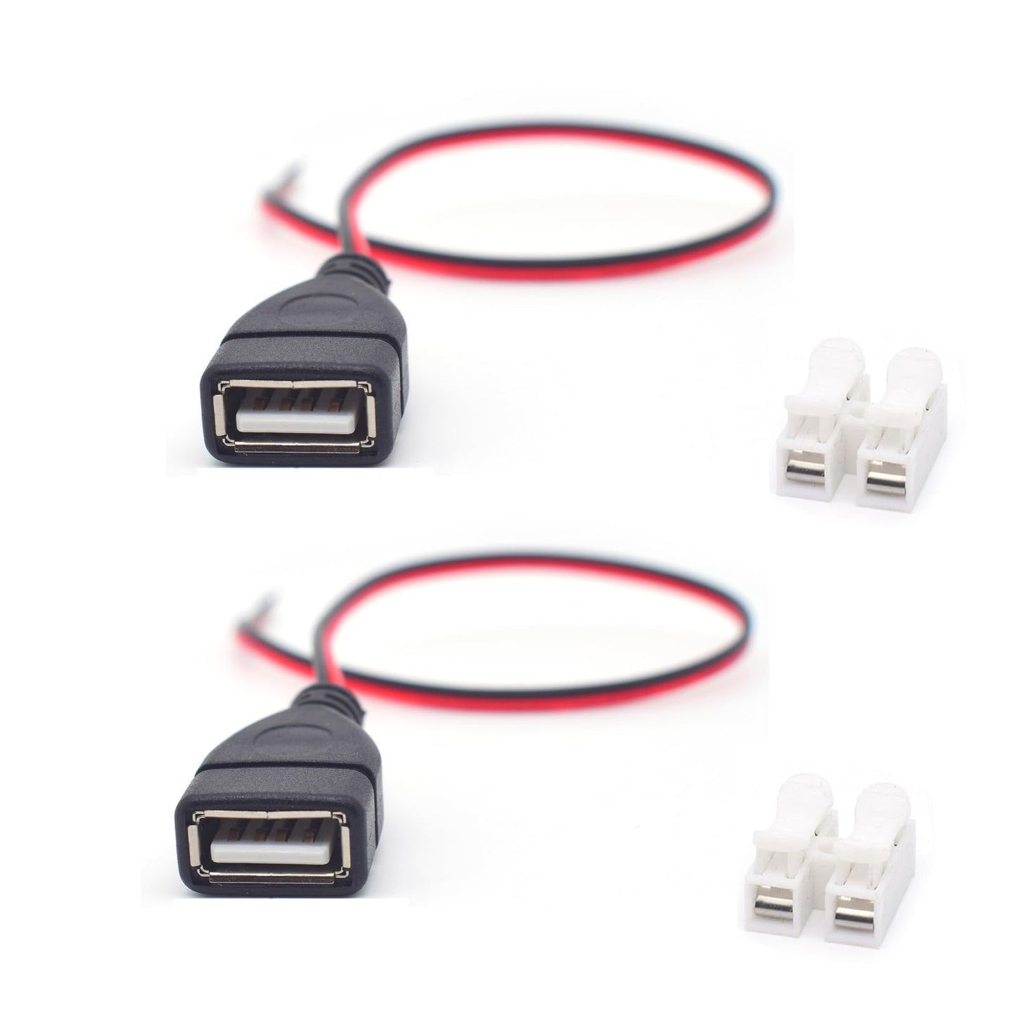 22AWG 0.3M USB 2.0 Female Extension Cable, 2 Pack