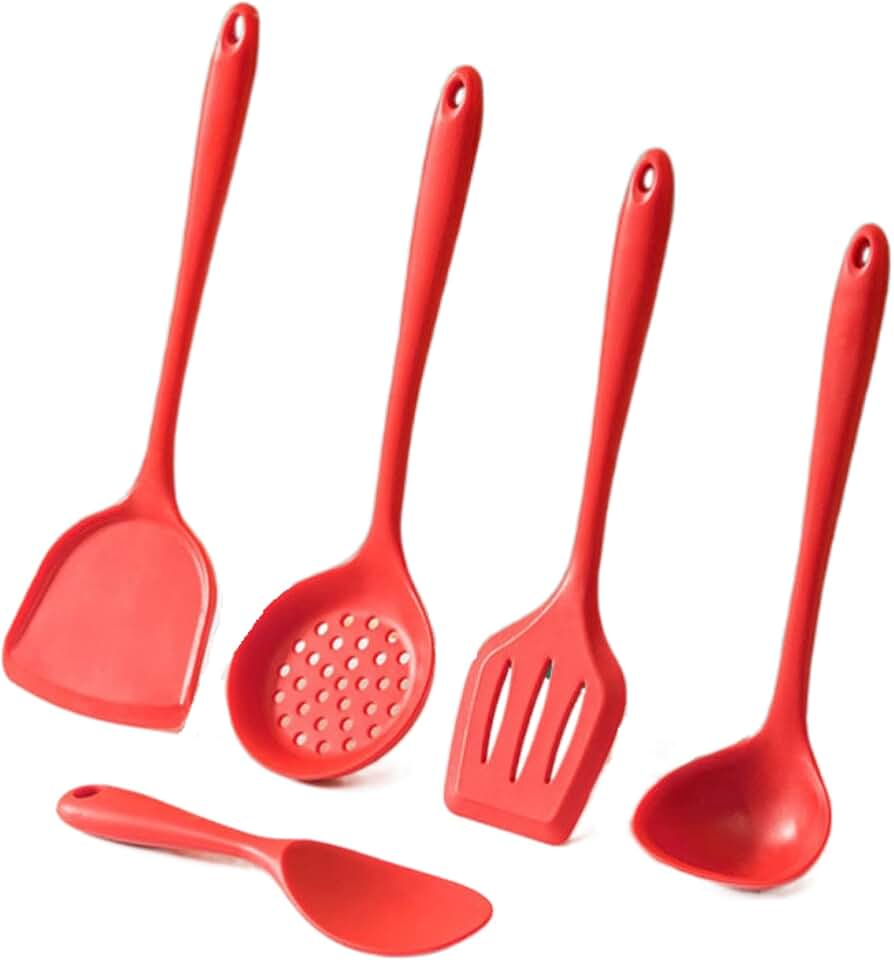 Red 5-Piece Silicone Cooking Utensil Set