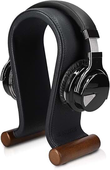 Omega Headphone Stand with Leather and Wood Base