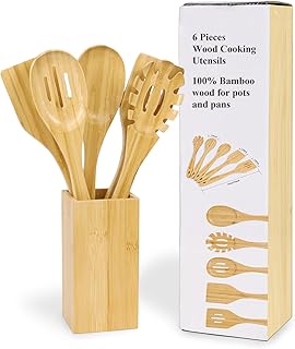 Six-piece wooden kitchen utensil set