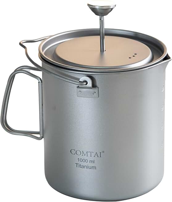 Titanium French Press Pot 1000mL for Camping and Hiking