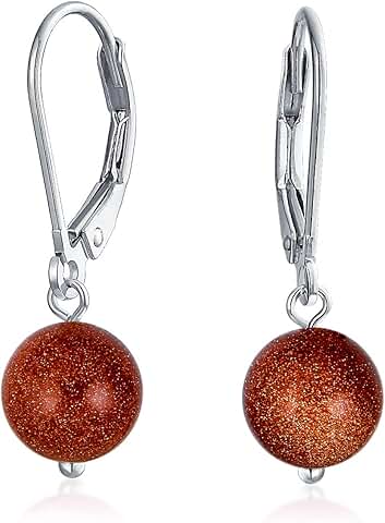 Basic 8mm Gemstone Bead Drop Earrings in Silver