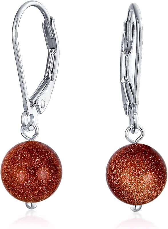 Basic 8mm Gemstone Bead Drop Earrings in Silver