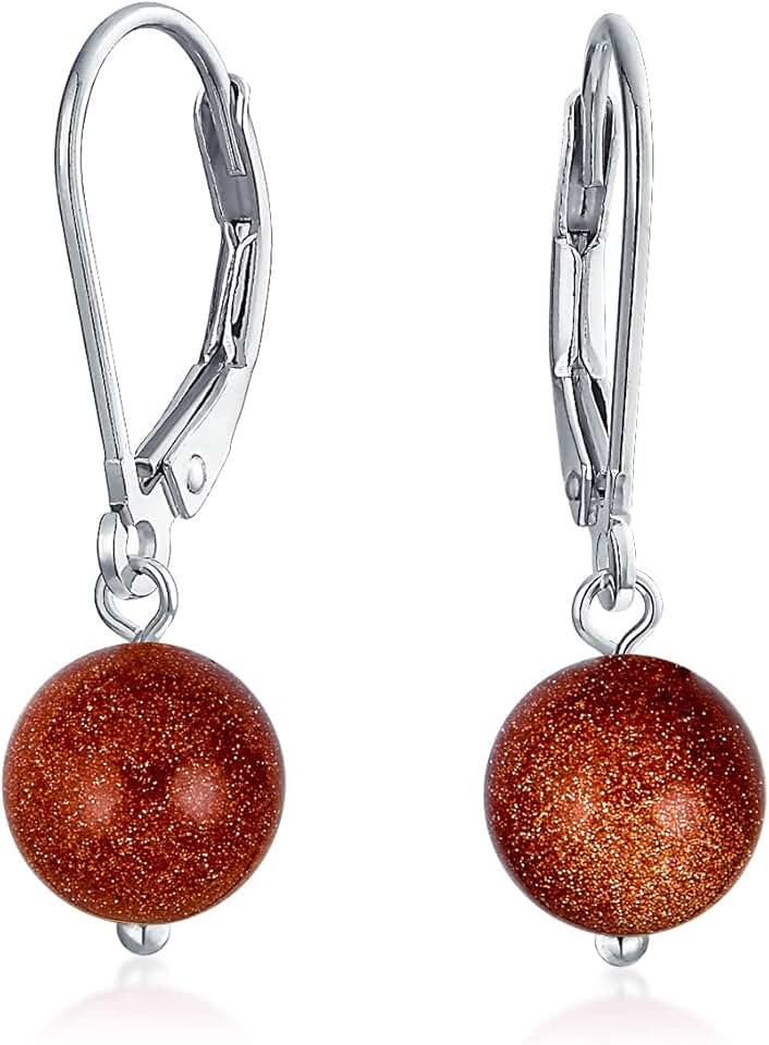 Basic 8mm Gemstone Bead Drop Earrings in Silver