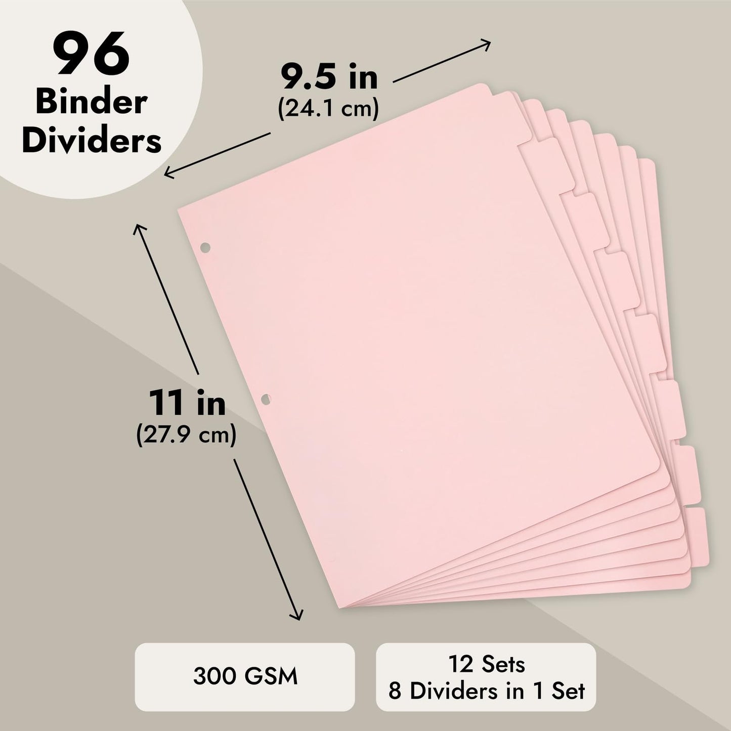 Pink Letter Size Binder Dividers with Tabs, 96 Pack