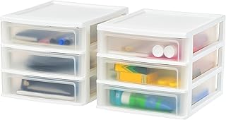 Plastic 3-Drawer Storage Organizer, 2-Pack