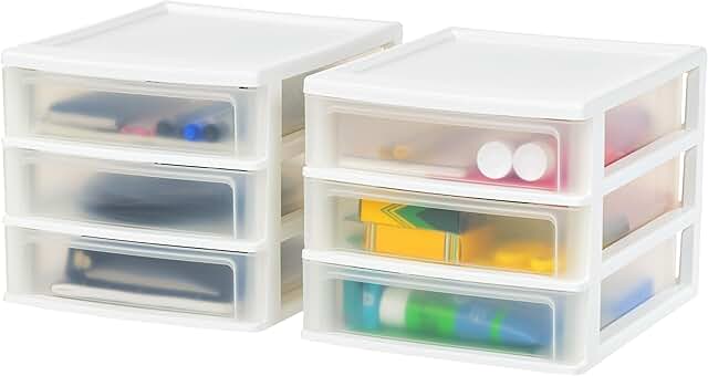 Plastic 3-Drawer Storage Organizer, 2-Pack