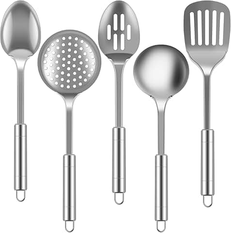 5-Piece Stainless Steel Kitchen Utensil Set with Ergonomic Handles