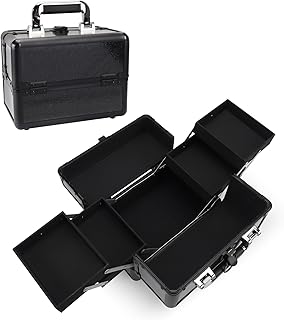 Large Portable Makeup Organizer with Trays and Lock