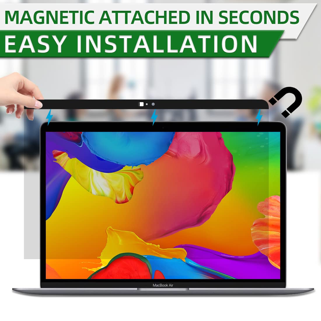 Privacy Screen Macbook Air 13 Inch, Magnetic Removable Anti Blue Light Glare Macbook Air Privacy Screen for Macbook Air 13 Inch (2018-2021)& MacBook Pro 13 In (2016-2022) With M2/M1 Chip/Camera Cover