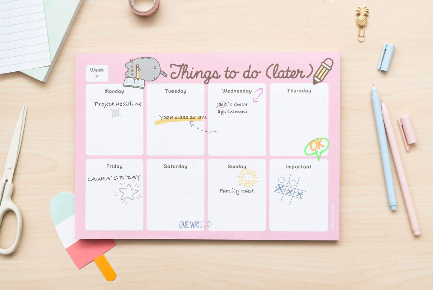 Pusheen To Do List Notepad with Calendar and Planner