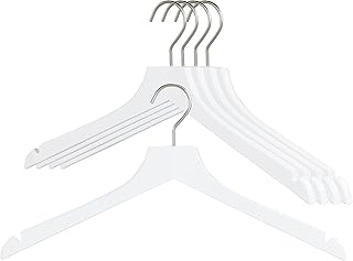 Set of 5 White Beech Wood Shoulder Notched Hangers