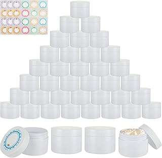 40 Pack 4 oz White Plastic Cosmetic Jars with Lids